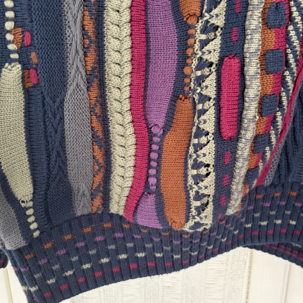 Rare Tosani Sweater Vintage XLarge CoogiStyle MultiColor 80s 90s - Picture 4 of 7